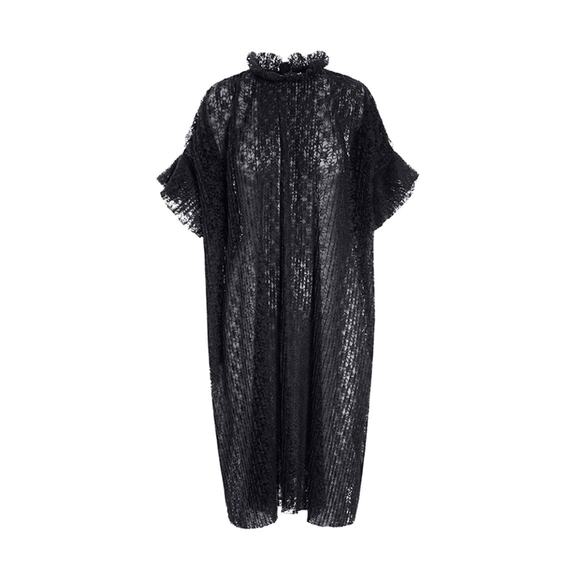 Bitte Kai Rand Dresses & Skirts - Bitte Kai Rand Peplum Short Sleeve Black Lace Dress Size: 3 (XL)